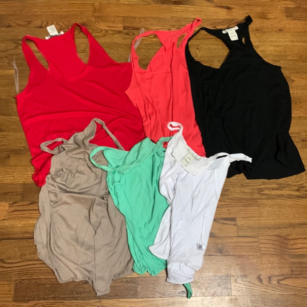Lot of American Rag tank tops. All large. Red, coral, black, tan, mint and white